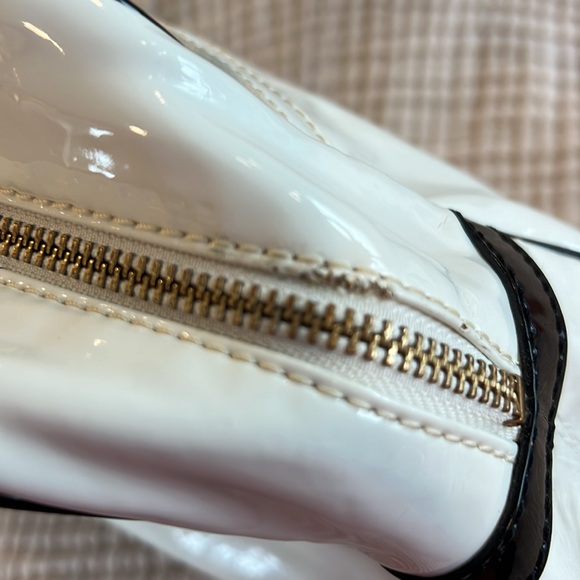 KATE SPADE Purse Handbag White Patent Leather w/Black Trim - Picture 7 of 9